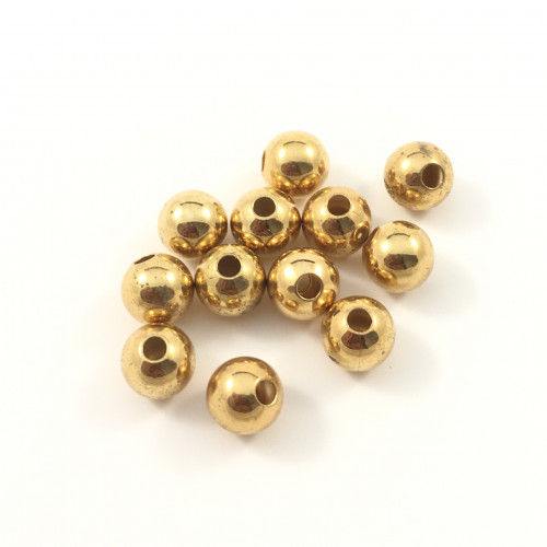Metal beads round 8mm gold plated
